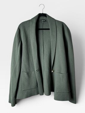 Summersalt Ribbed‎ Cardigan Blazer Size Large Green Fall Winter (T)